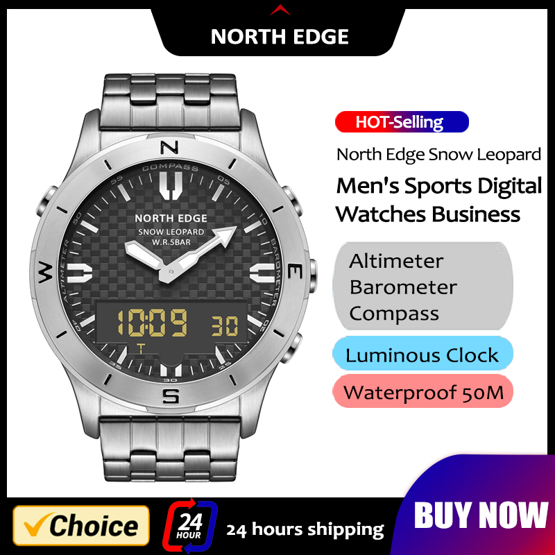 Altimeter Compass Watch - NORTH EDGE Herren-Sport-Digitaluhr, wasserdicht, 50 m,