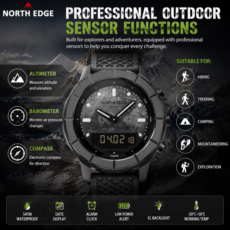 NORTH EDGE 2026 THARSIS Herren – Altimeter Compass Watch Bewertung und Preis