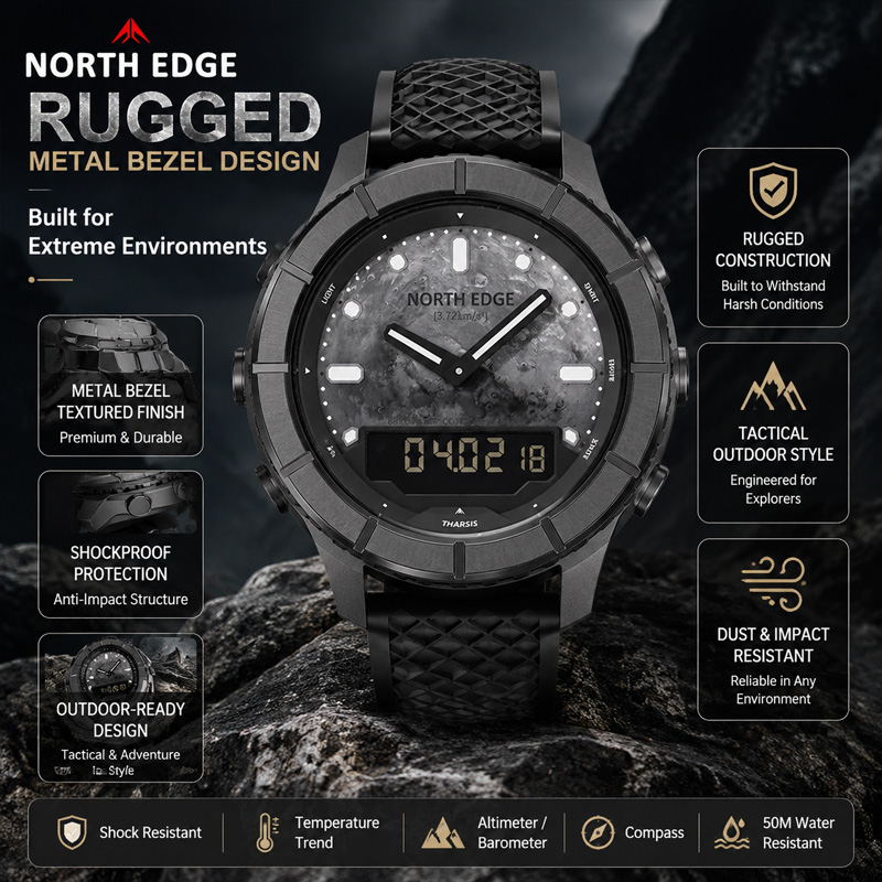 NORTH EDGE 2026 THARSIS Herren – Altimeter Compass Watch Bewertung und Preis