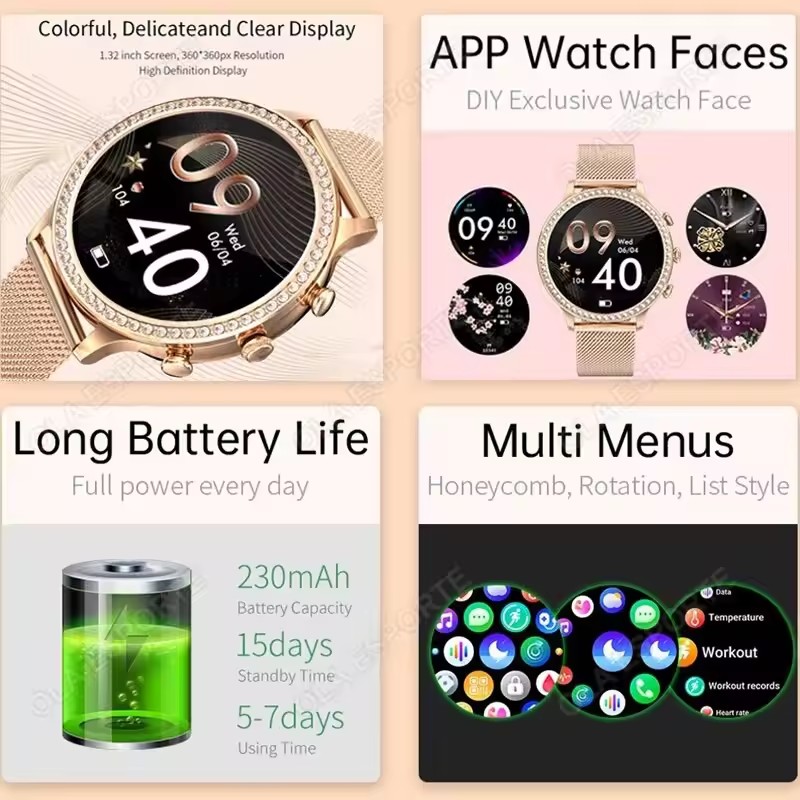 Elegante Damen-Smartwatch mit  – Smartwatch Watches For Girls Bewertung und Preis